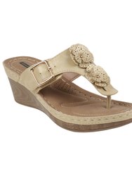 Narbone Gold Wedge Sandals - Gold