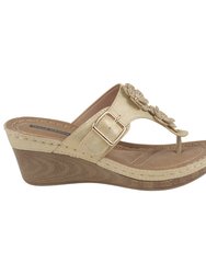 Narbone Gold Wedge Sandals
