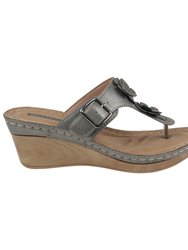 Narbone Pewter Wedge Sandals