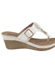 Narbone White Wedge Sandals