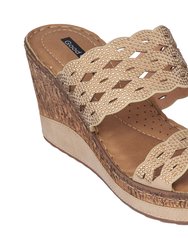 Nicole Gold Wedge Sandals - Gold