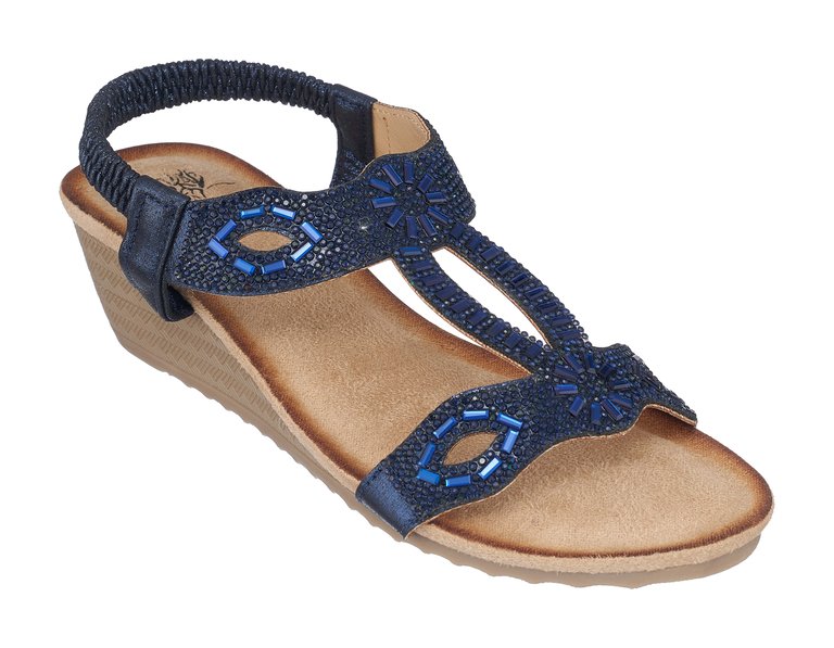 Pelle Blue Wedge Sandals - Blue