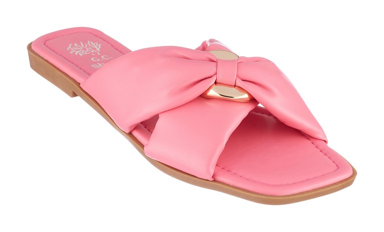 Perri Hot Pink Flat Sandals - Hot Pink