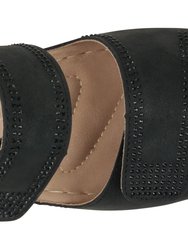 Rea Black Wedge Sandals