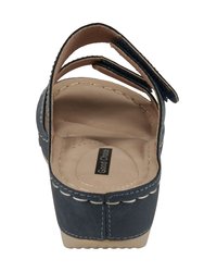 Rea Navy Wedge Sandals