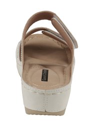 Rea White Wedge Sandals