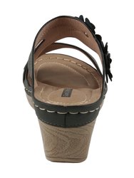 Rita Black Wedge Sandals