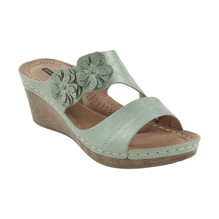 Rita Mint Wedge Sandals - Mint