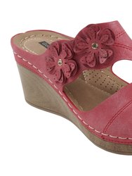 Rita Red Wedge Sandals - Red