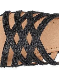 Sage Black Flat Sandals