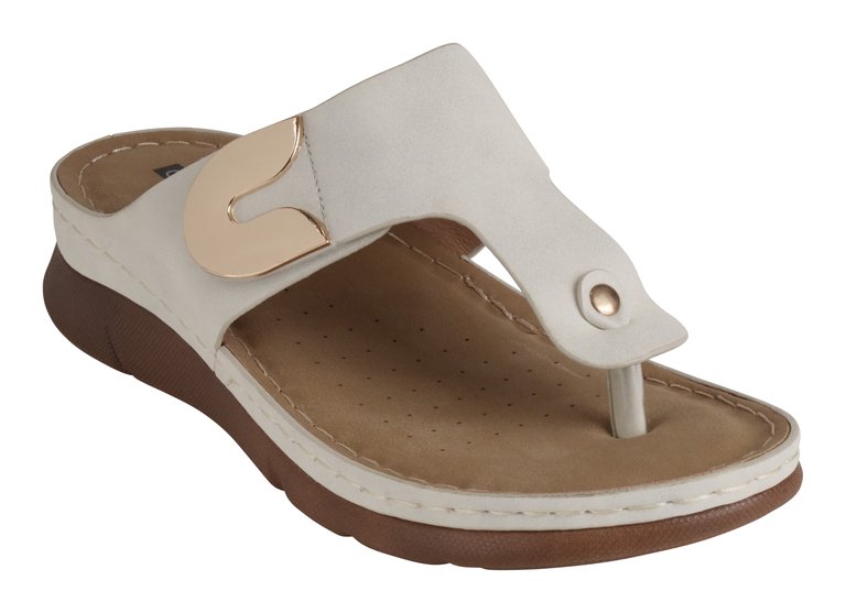 Sam White Thong Flat Sandals - White
