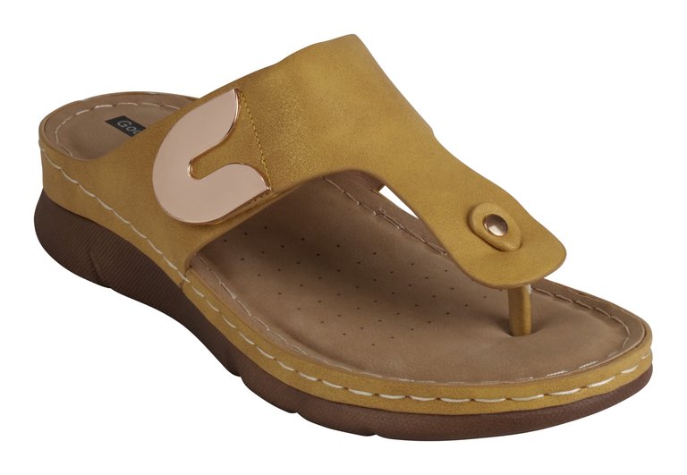 Sam Yellow Thong Flat Sandals - Yellow