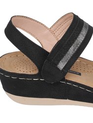 Samar Black Wedge Sandals