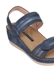 Samar Blue Wedge Sandals - Blue