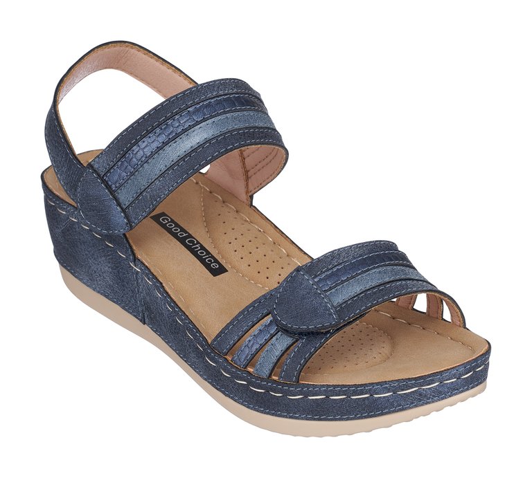 Samar Blue Wedge Sandals - Blue