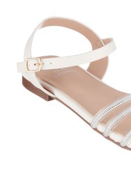 Sanga White Flat Sandals - White
