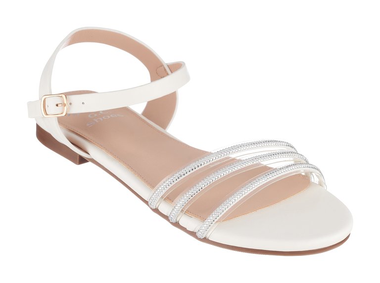 White Strap Flat Sandals  White shoes, Women shoes, Flat sandals