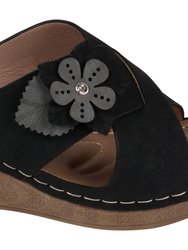 Selly Black Wedge Sandals