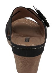 Selly Black Wedge Sandals