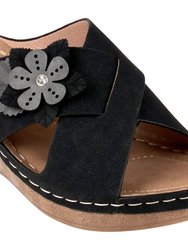 Selly Black Wedge Sandals - Black