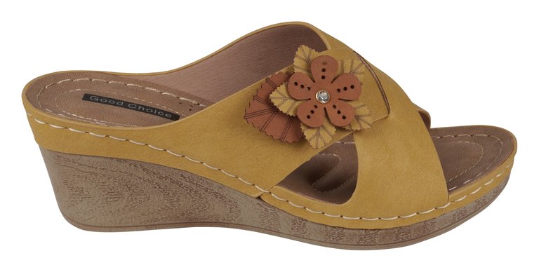 Selly Yellow Wedge Sandal