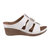 Spring White Open Toe Triple Band Flower Wedge Sandals - White