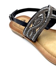 Sunshine Black Flat Sandals - Black