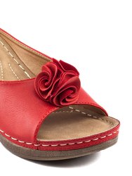 Sydney Red Wedge Sandals - Red