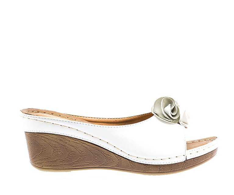 Sydney White Wedge Sandals