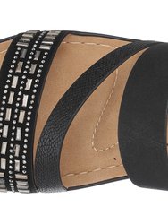 Tera Black Wedge Sandals