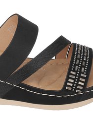 Tera Black Wedge Sandals