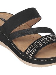 Tera Black Wedge Sandals - Black