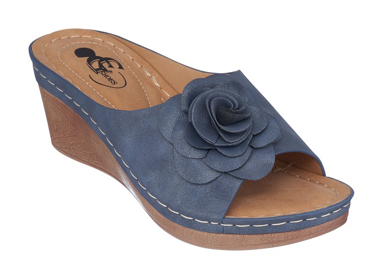 Tokyo Navy Wedge Sandals - Navy