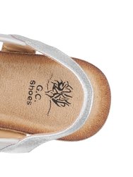 Tori Silver Wedge Sandals