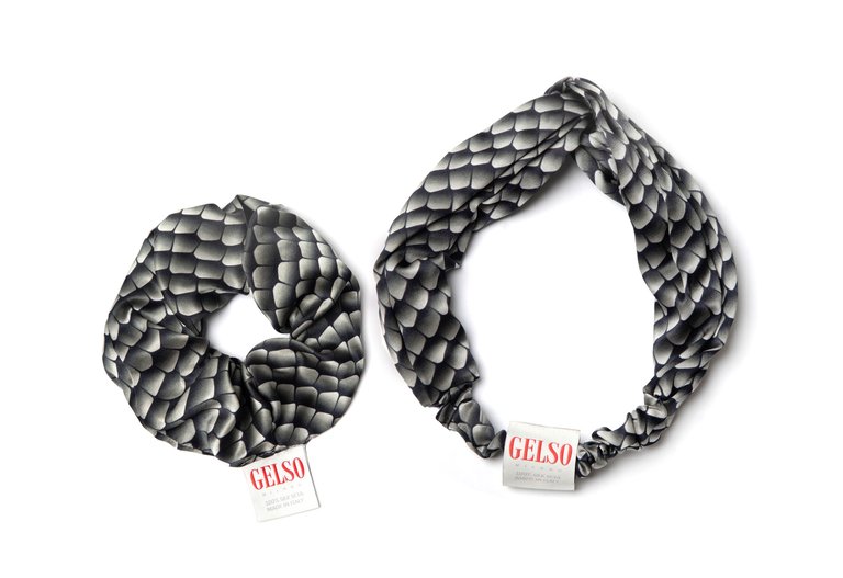 Black Reptile 100% Silk Hair Band