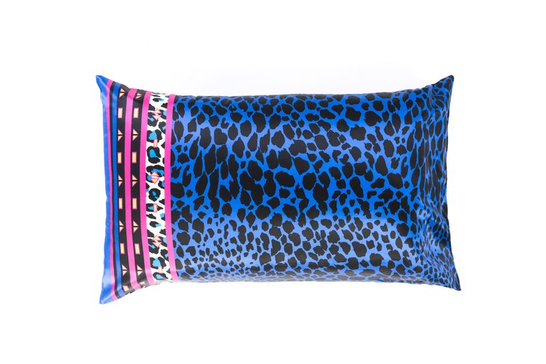 Blue Leopard 100% Silk Pillow Case - Blue Leopard