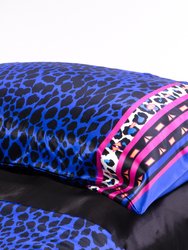 Blue Leopard 100% Silk Pillow Case