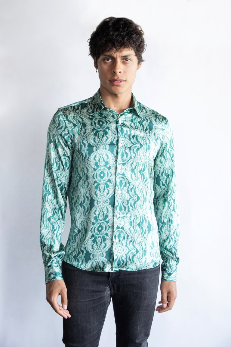 Hypnotic Green 100% Silk Shirt