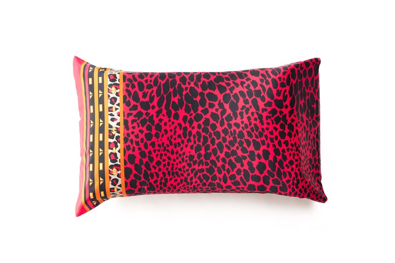 Red Leopard 100% Silk Pillow Case - Red Leopard