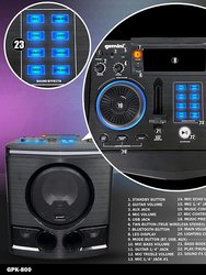 2,400 Watt Bluetooth Karaoke Party System, 8" Woofer