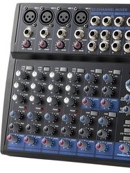 GEM-12USB Compact 12 Channel Bluetooth Audio Mixer With USB - 12 Ins, 2 Bus, 3 Band EQ