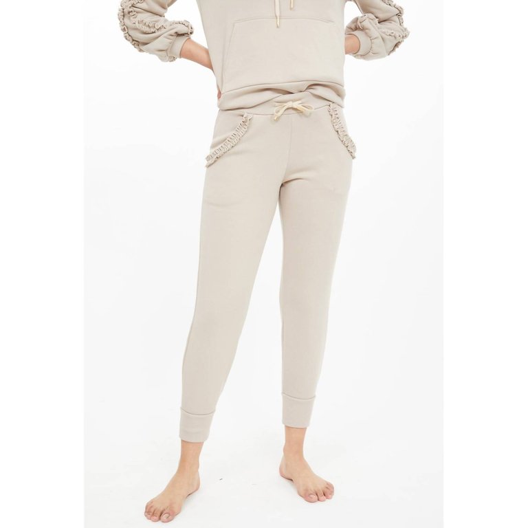 Asta Ruffle Sweatpants In Jet Stream - Jet Stream