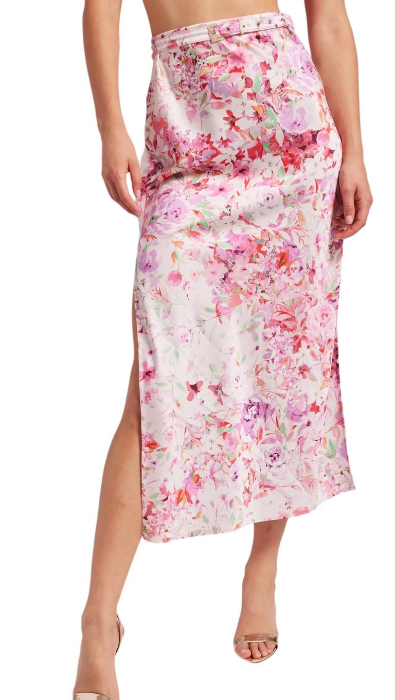 Claire Floral Skirt In Floral Pink - Floral Pink