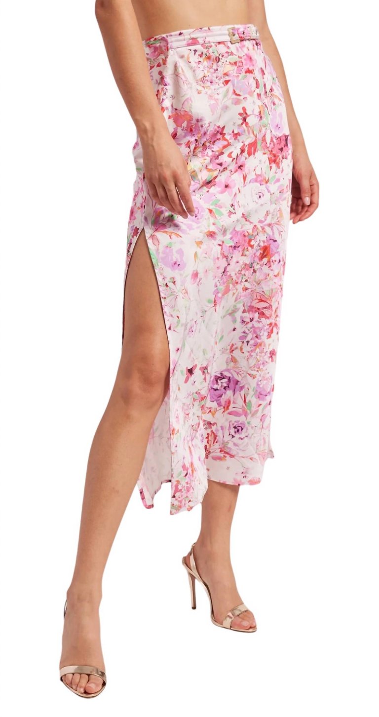 Claire Floral Skirt In Floral Pink