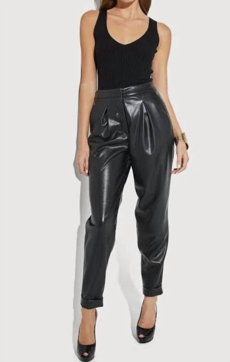 Faux Leather Pants In Black - Black