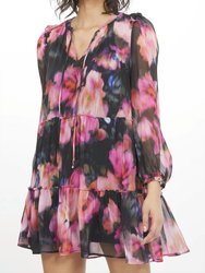 Janelle Tiered Mini Dress - Blurred Floral