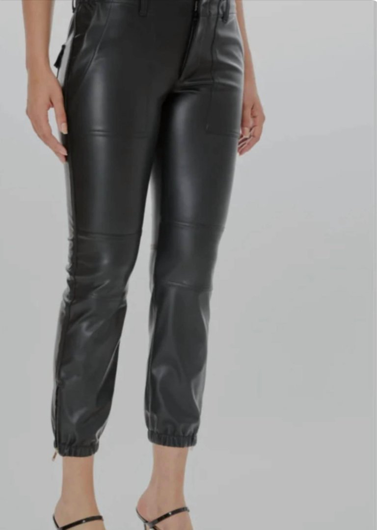 Paloma Cargo Pants Vegan Leather In Black - Black