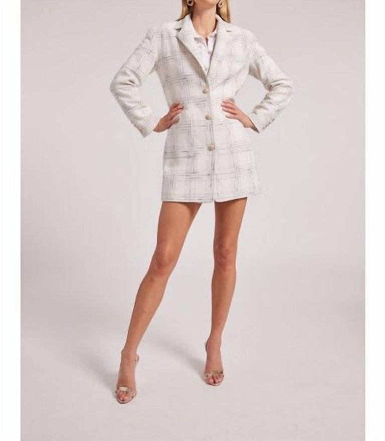 Peggy Tweed Car Coat In Ivory - Ivory