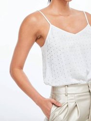 Rory Crystal Silk Camisole Top - White