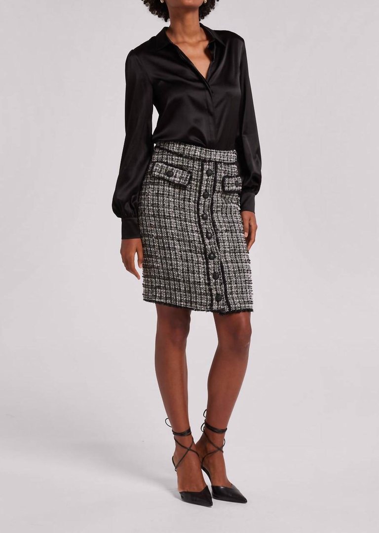 Tara Tweed Skirt - Black/White